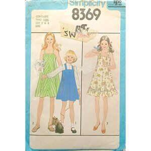 Simplicity 8369 Girls Jiffy Dress/Jumper Sewing Pattern 7-8 Vintage 1970s